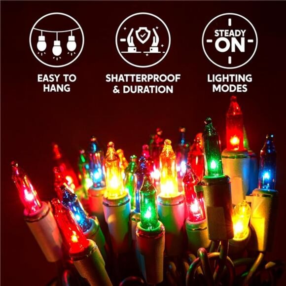 Christmas Lights Outdoor,21.4FT Multicolor Christmas Tree Lights Outside - Picture 5 of 8